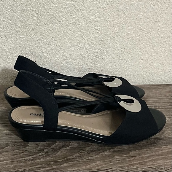 East 5th Ravena Black Wedge Sandals - Picture 8 of 12